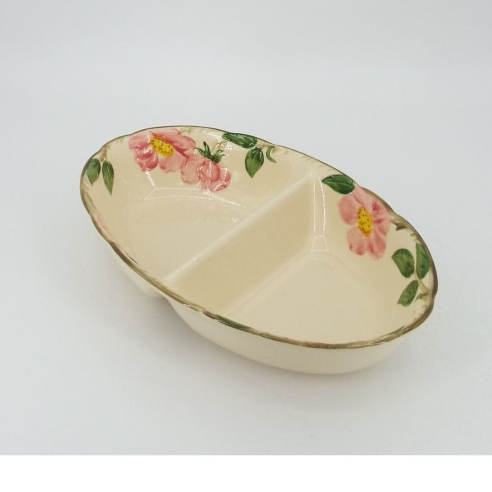 Vintage Franciscan Desert Rose Earthenware Oval Divided Serving Dish